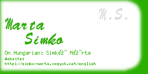 marta simko business card